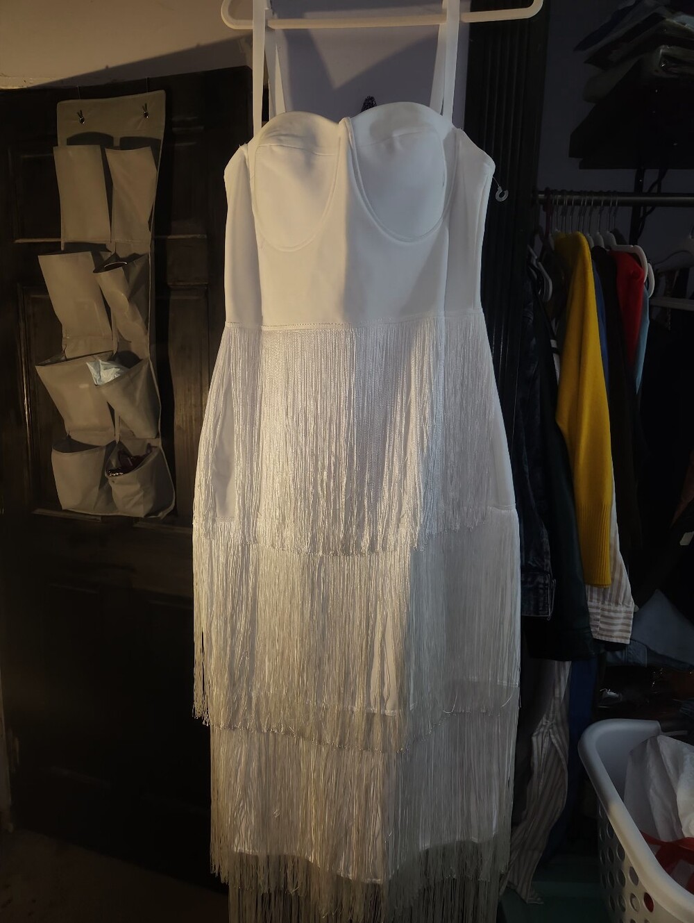 Fashion Nova White Tiered Fringe Maxi Dress - Picture 4 of 4